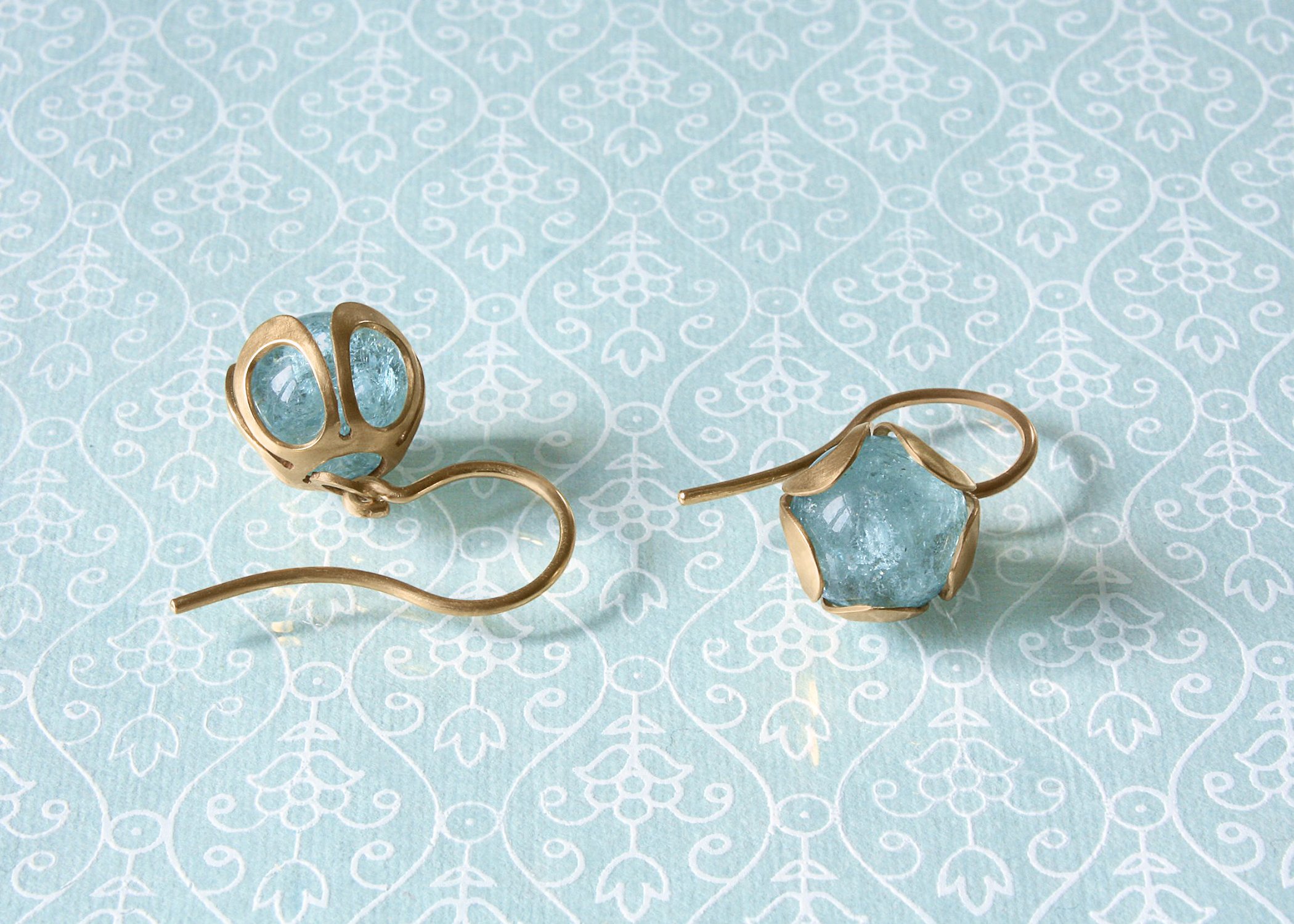 Sphaera Ohrringe Roségold Aquamarin