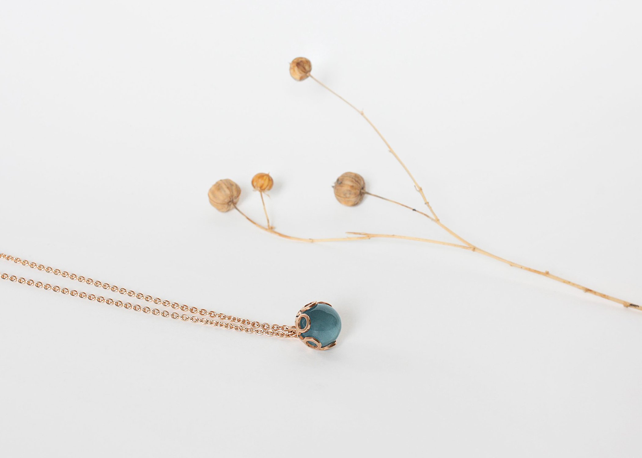 Sphaera Kette Rotgold Aquamarin