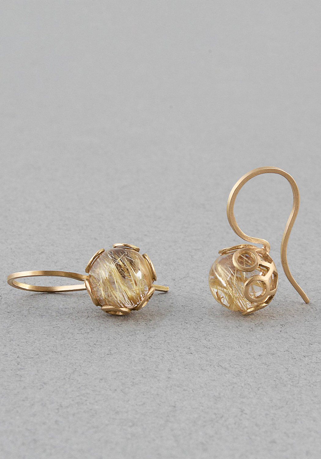 Sphaera Ohrringe Rosegold Rutilquarz